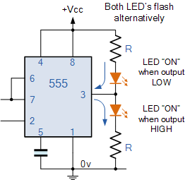 sinking and sourcing the 555 timer