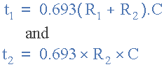 555 oscillator charge and discharge time